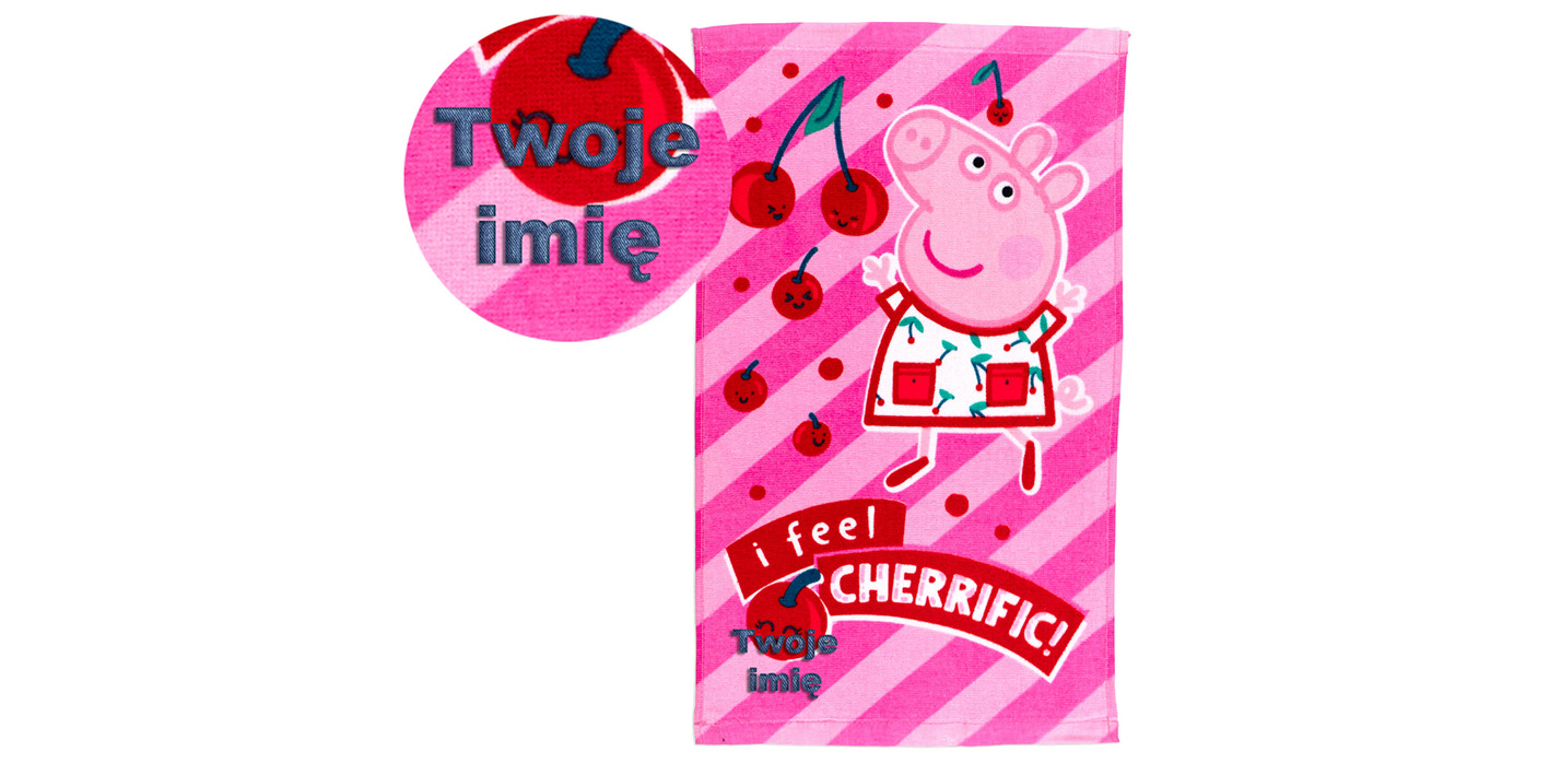Ręcznik 30x50 świnka peppa wisienki